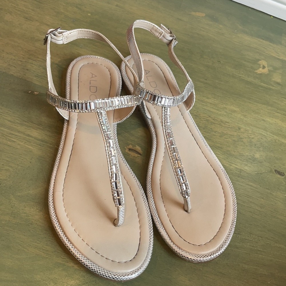Aldo Silver Jewel Flats